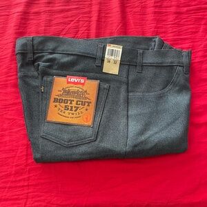 Vintage Levi's 517 Tex Twill Bootcut Jeans 90s 38x32 NWT Polyester Slate Blu